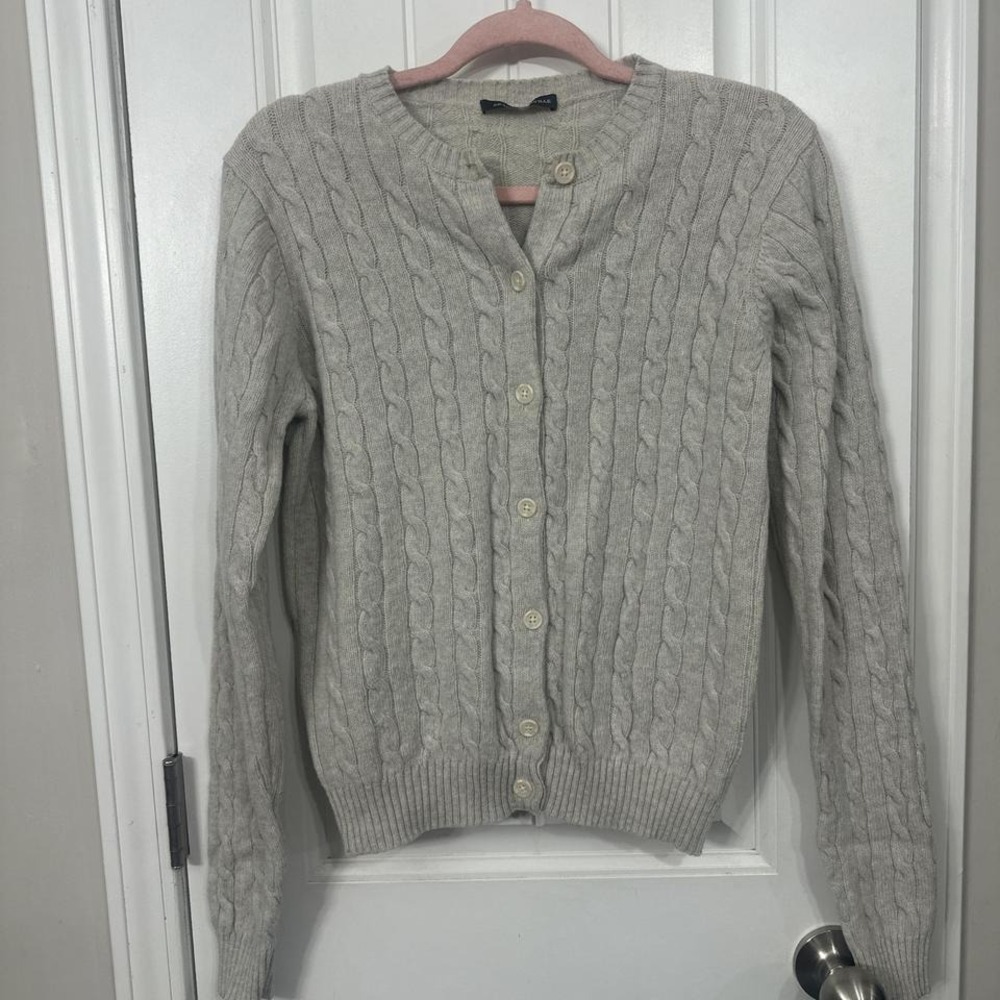 Brandy Melville cable knit soft girl/clean girl grey cardigan.
